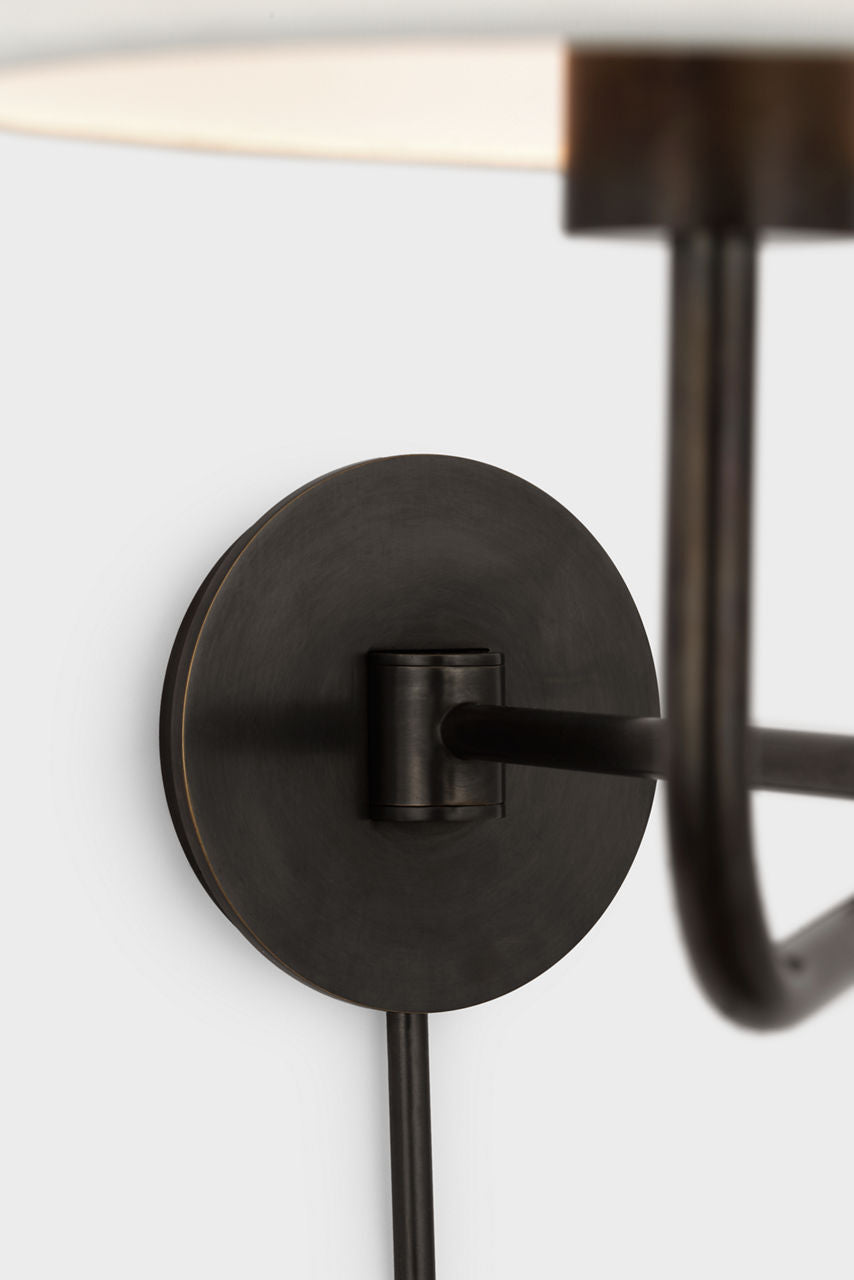 Go Lightly Swing Arm Wall Light | Bronze | Linen Shade