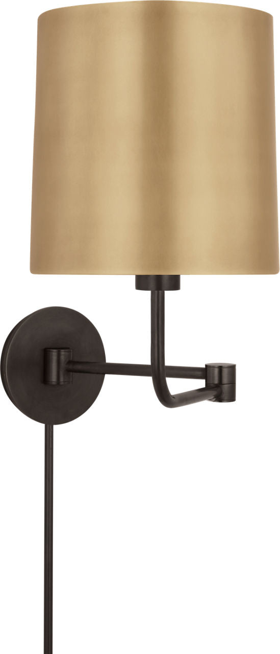 Go Lightly Swing Arm Wall Light | Bronze | Soft Brass Shade