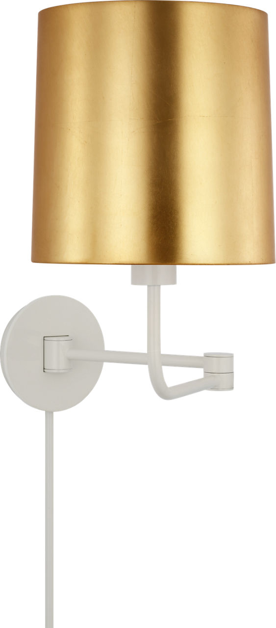 Go Lightly Swing Arm Wall Light | China White | Gild Shade