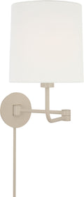Go Lightly Swing Arm Wall Light | China White | Linen Shade