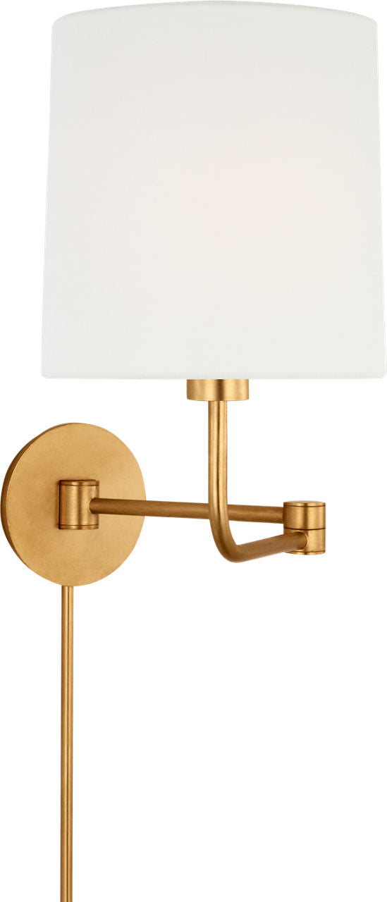 Go Lightly Swing Arm Wall Light | Gild | Linen Shade