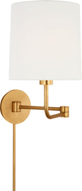Go Lightly Swing Arm Wall Light | Gild | Linen Shade