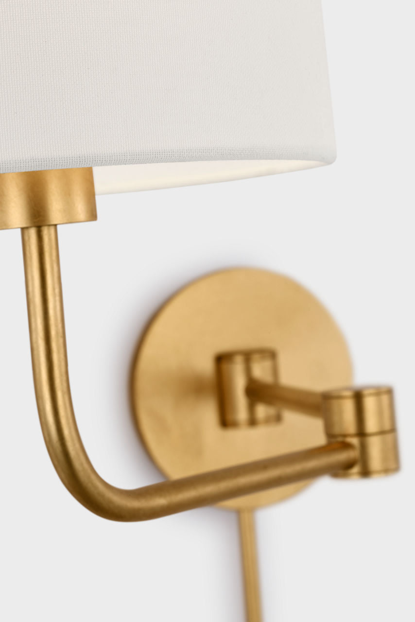 Go Lightly Swing Arm Wall Light | Gild | Linen Shade