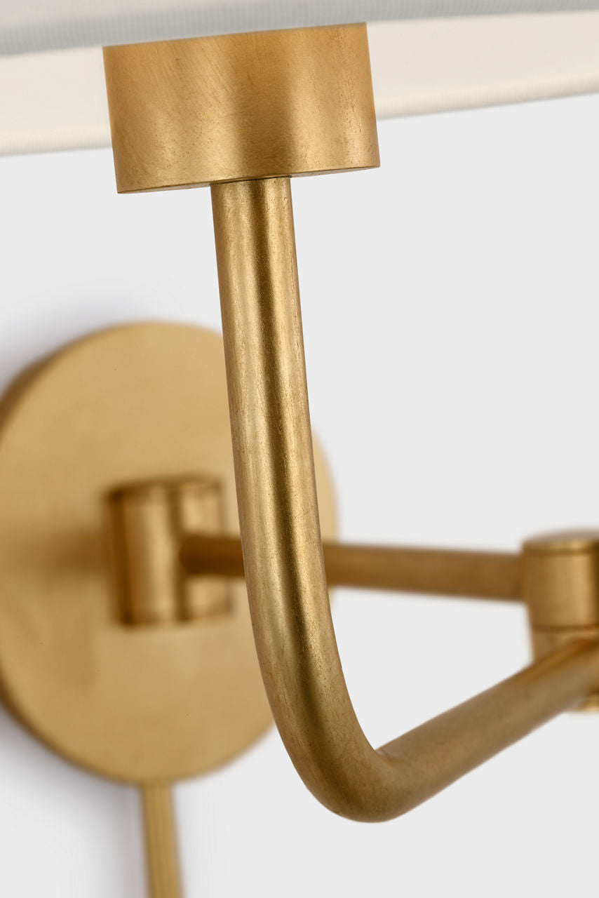 Go Lightly Swing Arm Wall Light | Gild | Linen Shade
