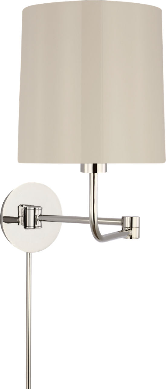 Go Lightly Swing Arm Wall Light | Polished Nickel | China White Shade