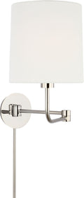 Go Lightly Swing Arm Wall Light | Polished Nickel | Linen Shade