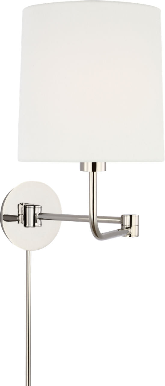 Go Lightly Swing Arm Wall Light | Polished Nickel | Linen Shade