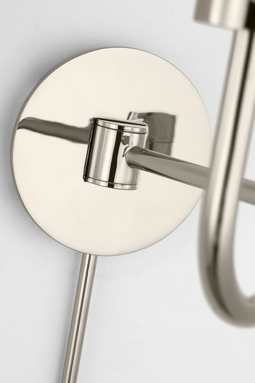 Go Lightly Swing Arm Wall Light | Polished Nickel | Linen Shade