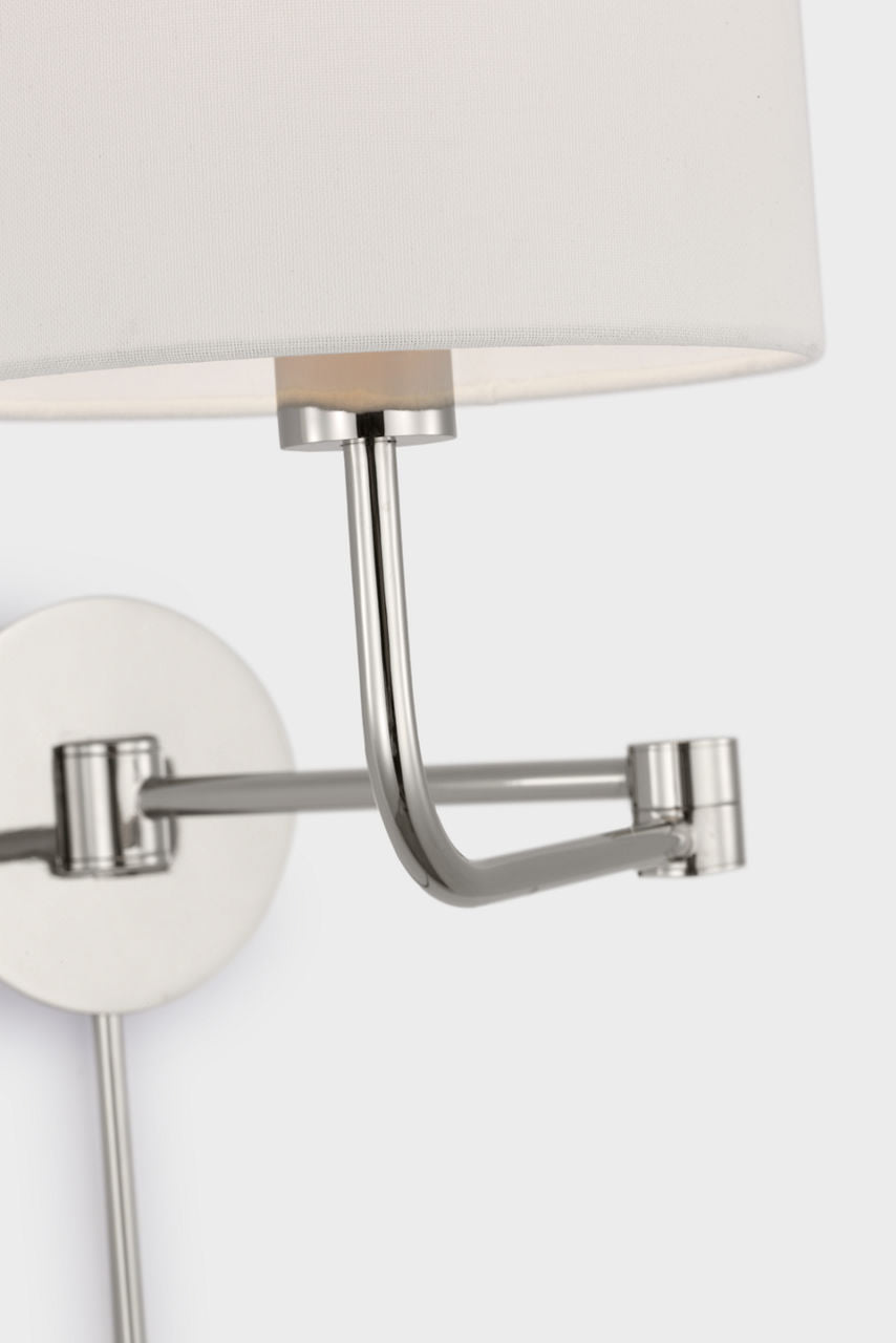 Go Lightly Swing Arm Wall Light | Polished Nickel | Linen Shade