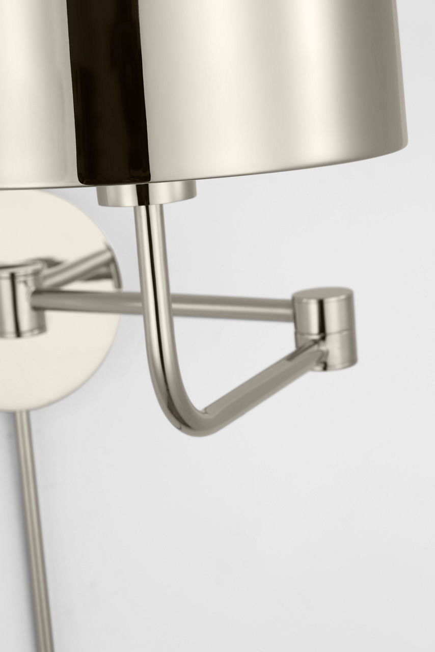 Go Lightly Swing Arm Wall Light | Polished Nickel | Polished Nickel Shade