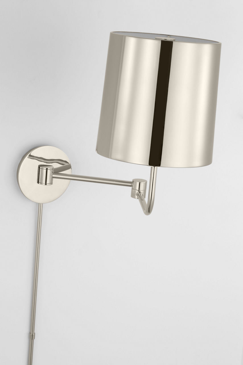 Go Lightly Swing Arm Wall Light | Polished Nickel | Polished Nickel Shade