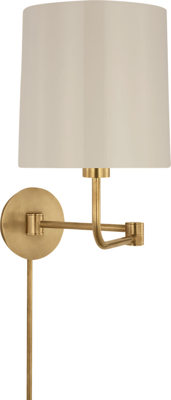 Go Lightly Swing Arm Wall Light | Soft Brass | China White Shade