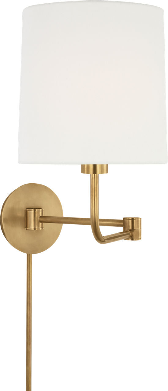 Go Lightly Swing Arm Wall Light | Soft Brass | Linen Shade