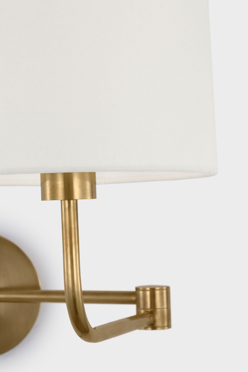 Go Lightly Swing Arm Wall Light | Soft Brass | Linen Shade