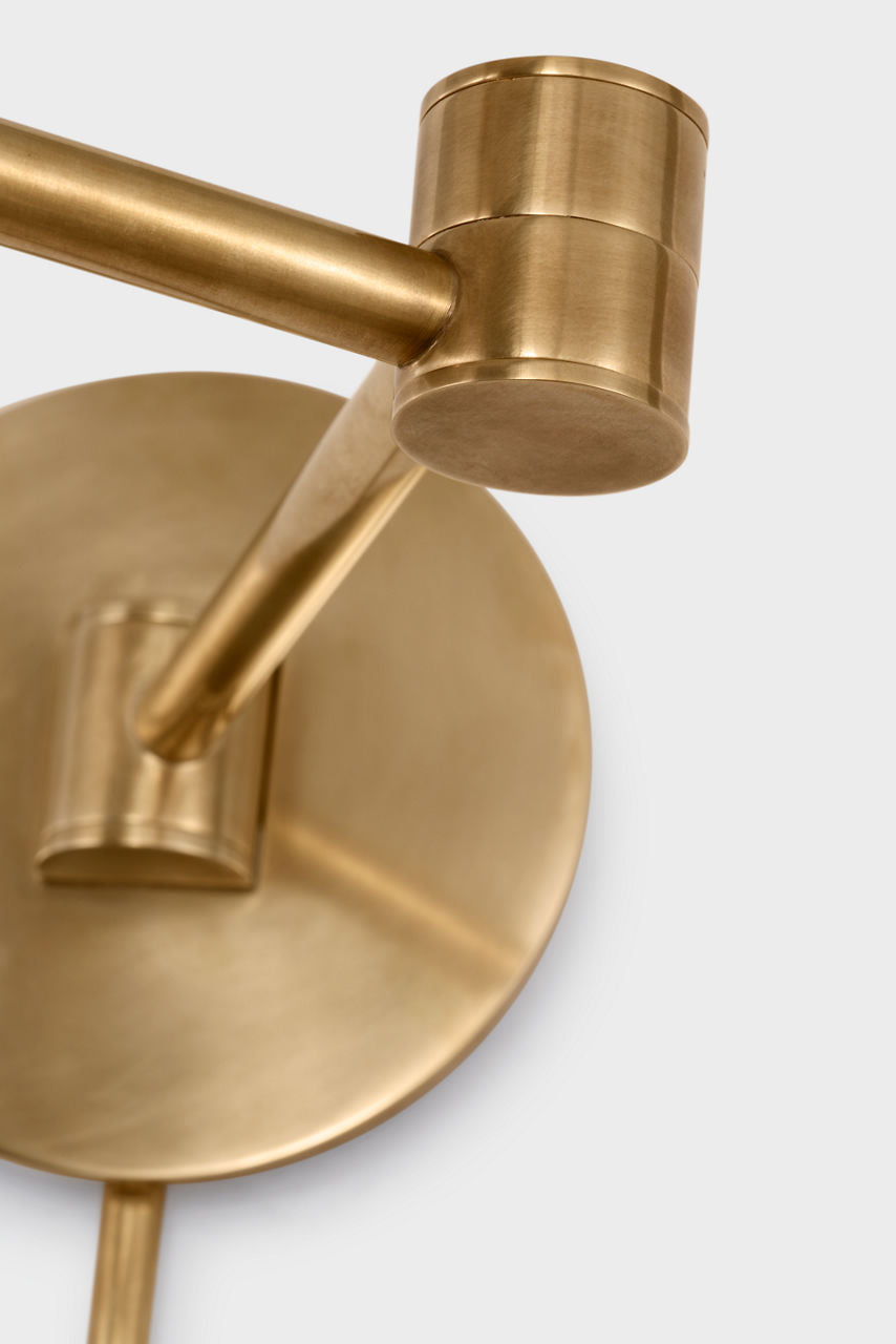 Go Lightly Swing Arm Wall Light | Soft Brass | Linen Shade
