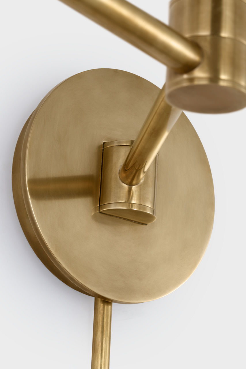 Go Lightly Swing Arm Wall Light | Soft Brass | Linen Shade
