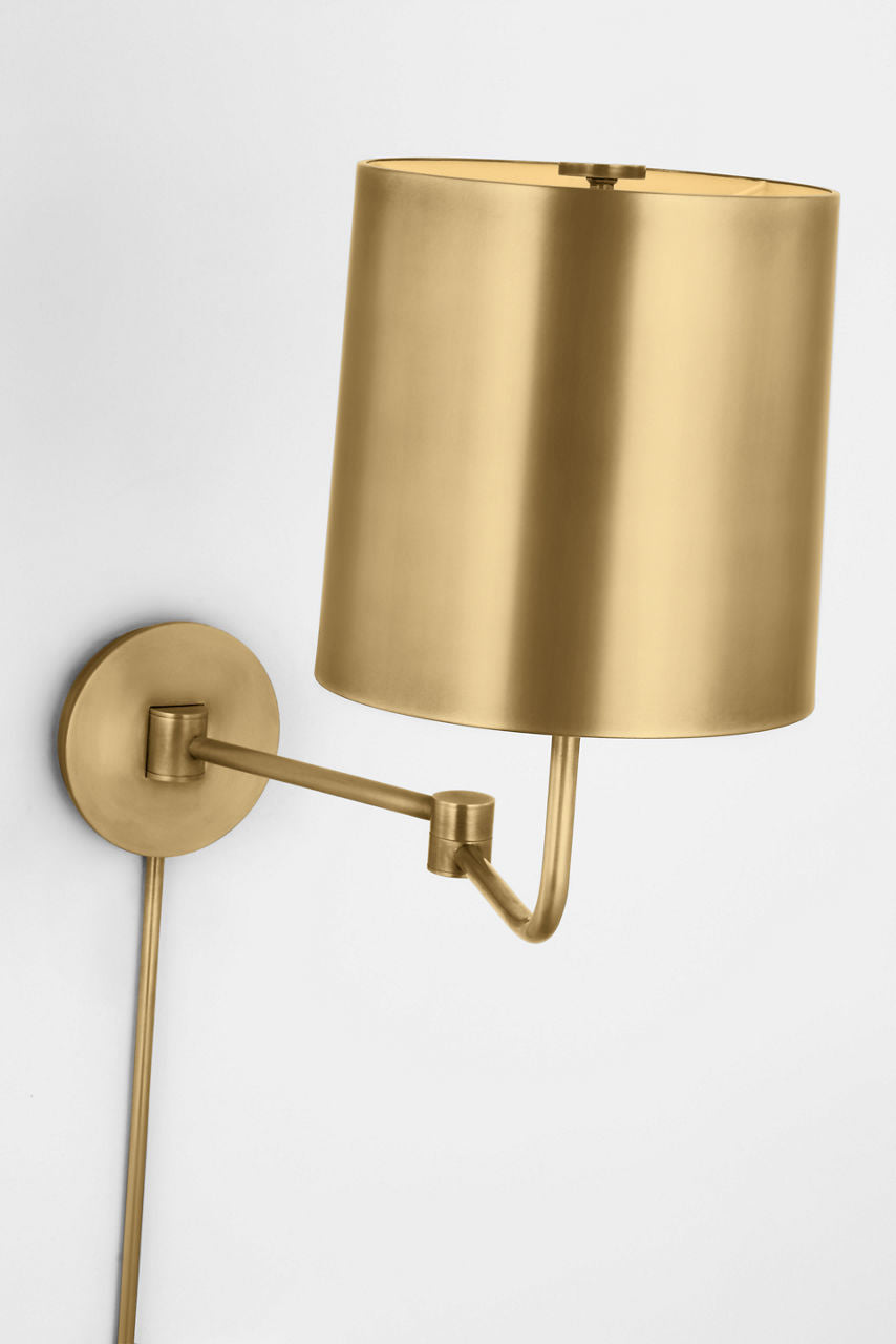 Go Lightly Swing Arm Wall Light | Soft Brass | Soft Brass Shade