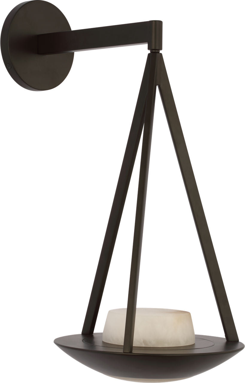 Divina 19" Floating Bowl Sconce | Modern Iron | Alabaster