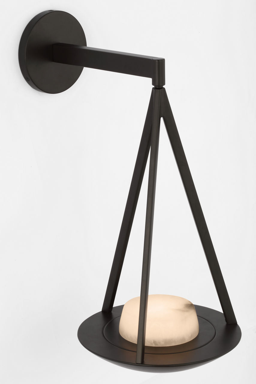Divina 19" Floating Bowl Sconce | Modern Iron | Alabaster