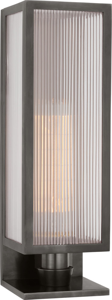 York 16" Single Box Sconce | Bronze | Clear Ribbed Glass