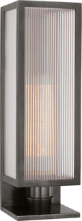 York 16" Single Box Sconce | Bronze | Clear Ribbed Glass