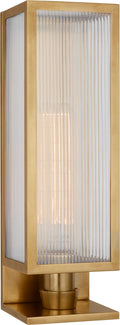 York 16" Single Box Sconce | Soft Brass | Clear Ribbed Glass