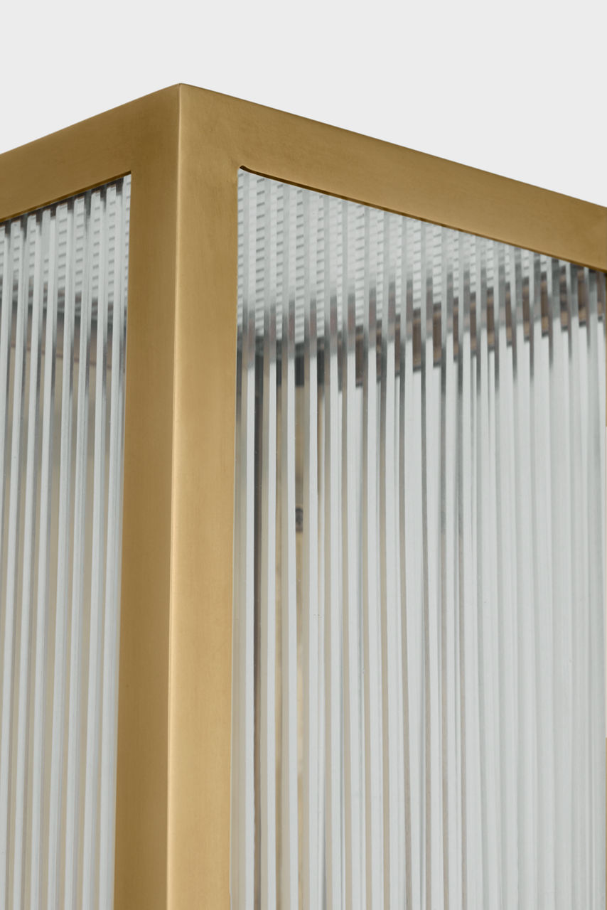 York 16" Single Box Sconce | Soft Brass | Clear Ribbed Glass
