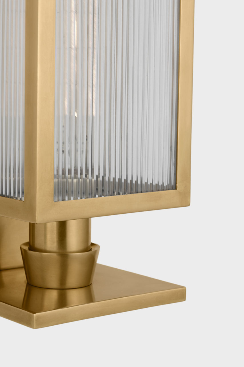 York 16" Single Box Sconce | Soft Brass | Clear Ribbed Glass
