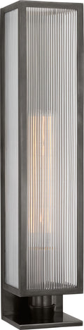 York 24" Single Box Sconce | Bronze | Clear Ribbed Glass