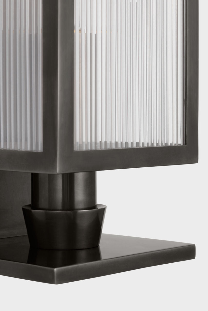 York 24" Single Box Sconce | Bronze | Clear Ribbed Glass