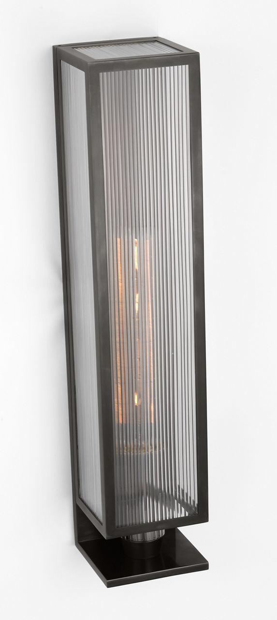 York 24" Single Box Sconce | Bronze | Clear Ribbed Glass