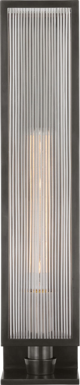 York 24" Single Box Sconce | Bronze | Clear Ribbed Glass