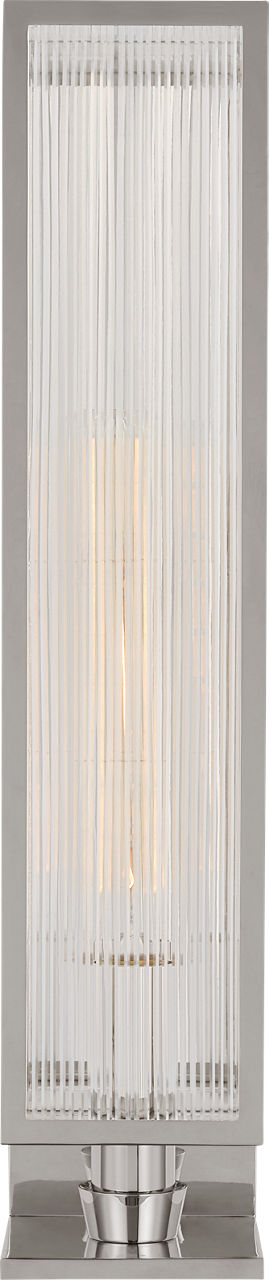 York 24" Single Box Sconce | Polished Nickel | Clear Ribbed Glass