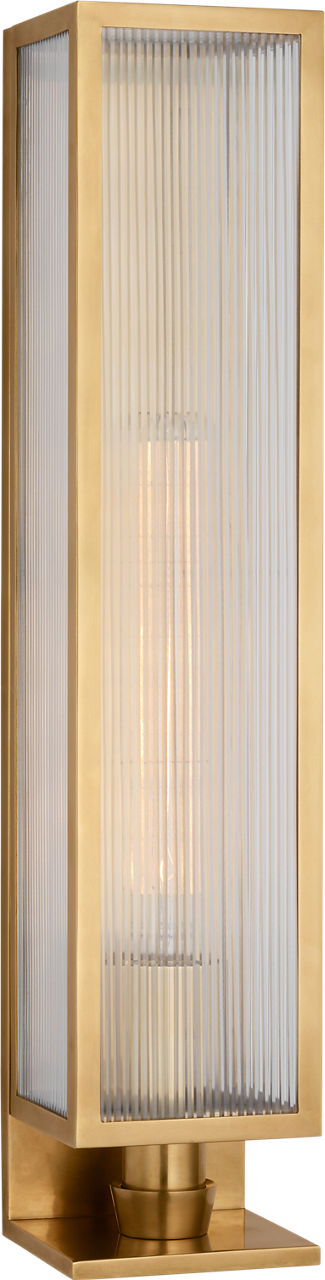 York 24" Single Box Sconce | Soft Brass | Clear Ribbed Glass