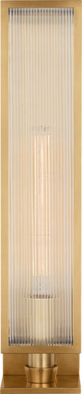 York 24" Single Box Sconce | Soft Brass | Clear Ribbed Glass