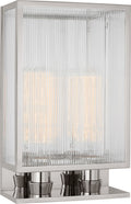 York 16" Double Box Sconce | Polished Nickel | Clear Ribbed Glass