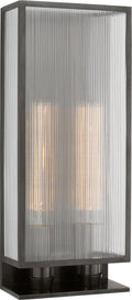 York 24" Double Box Sconce | Bronze | Clear Ribbed Glass