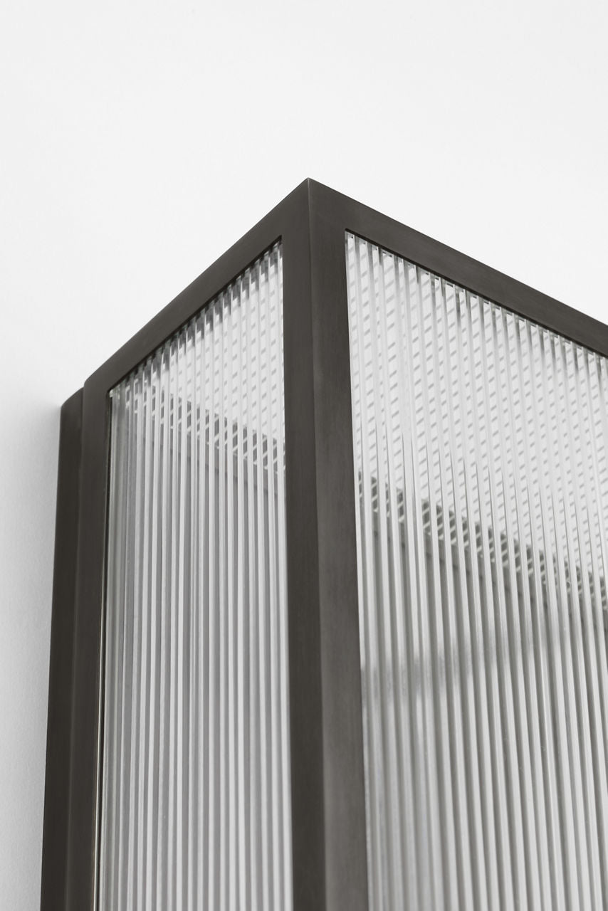York 24" Double Box Sconce | Bronze | Clear Ribbed Glass