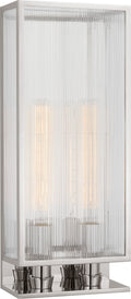 York 24" Double Box Sconce | Polished Nickel | Clear Ribbed Glass