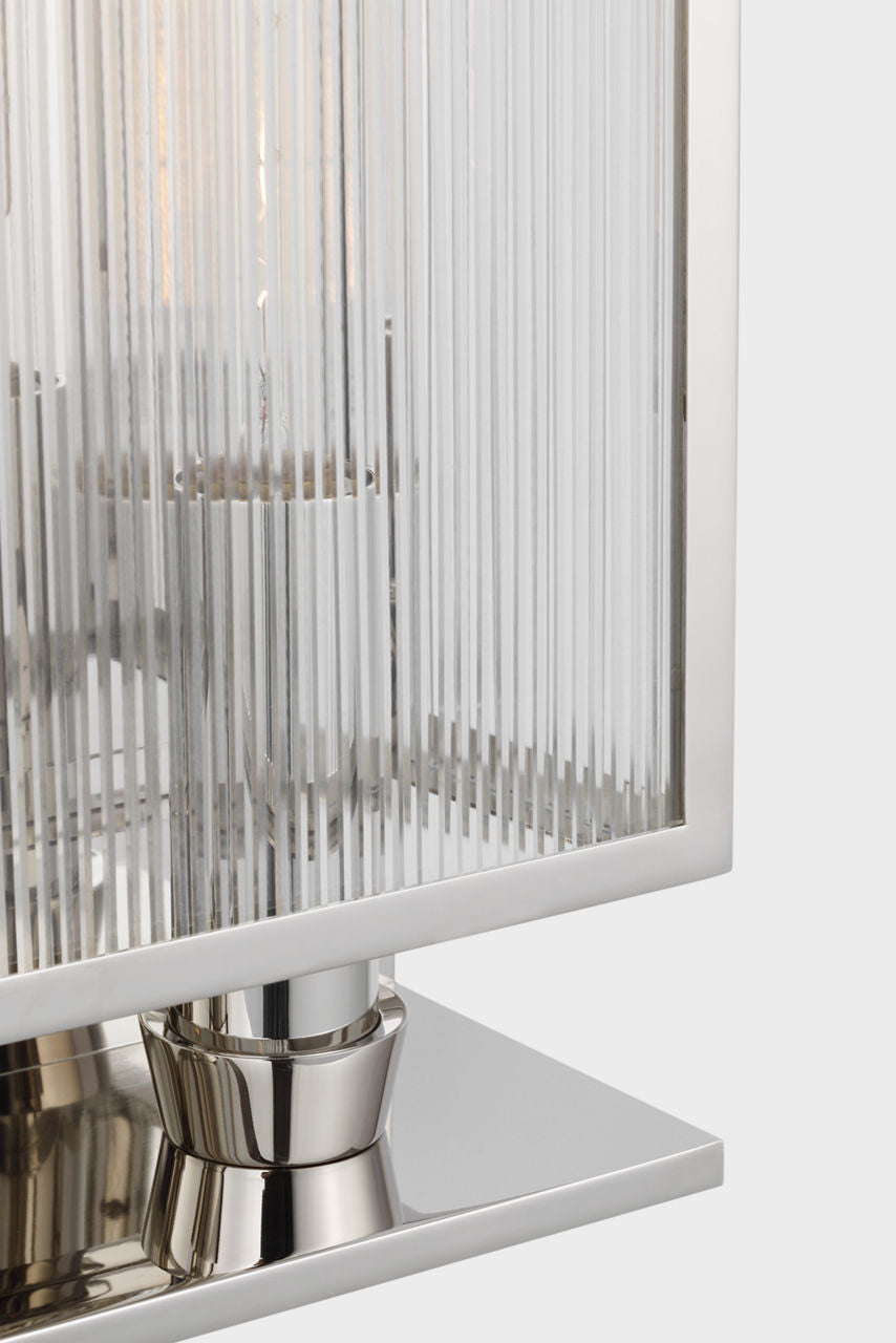 York 24" Double Box Sconce | Polished Nickel | Clear Ribbed Glass