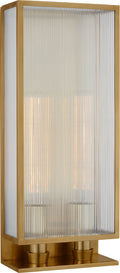 York 24" Double Box Sconce | Soft Brass | Clear Ribbed Glass