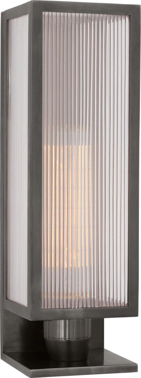 York 16" Single Box Outdoor Outdoor Sconce | Bronze | Clear Ribbed Glass