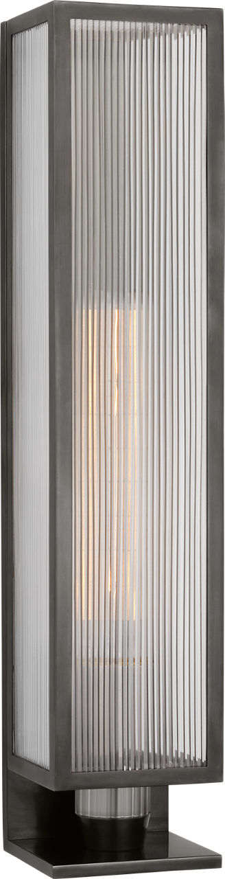York 24" Single Box Outdoor Sconce | Bronze | Clear Ribbed Glass