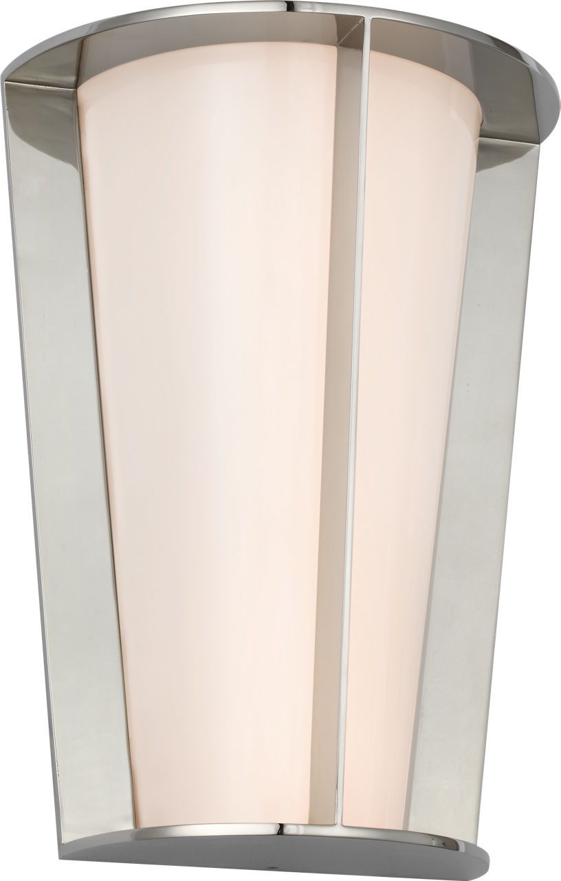 Phinn 12" Tapered Sconce | Polished Nickel | White Glass