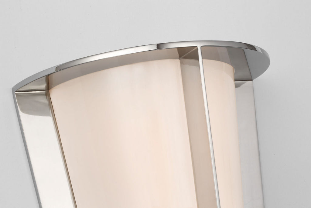 Phinn 12" Tapered Sconce | Polished Nickel | White Glass