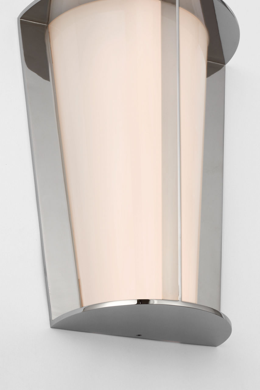 Phinn 12" Tapered Sconce | Polished Nickel | White Glass