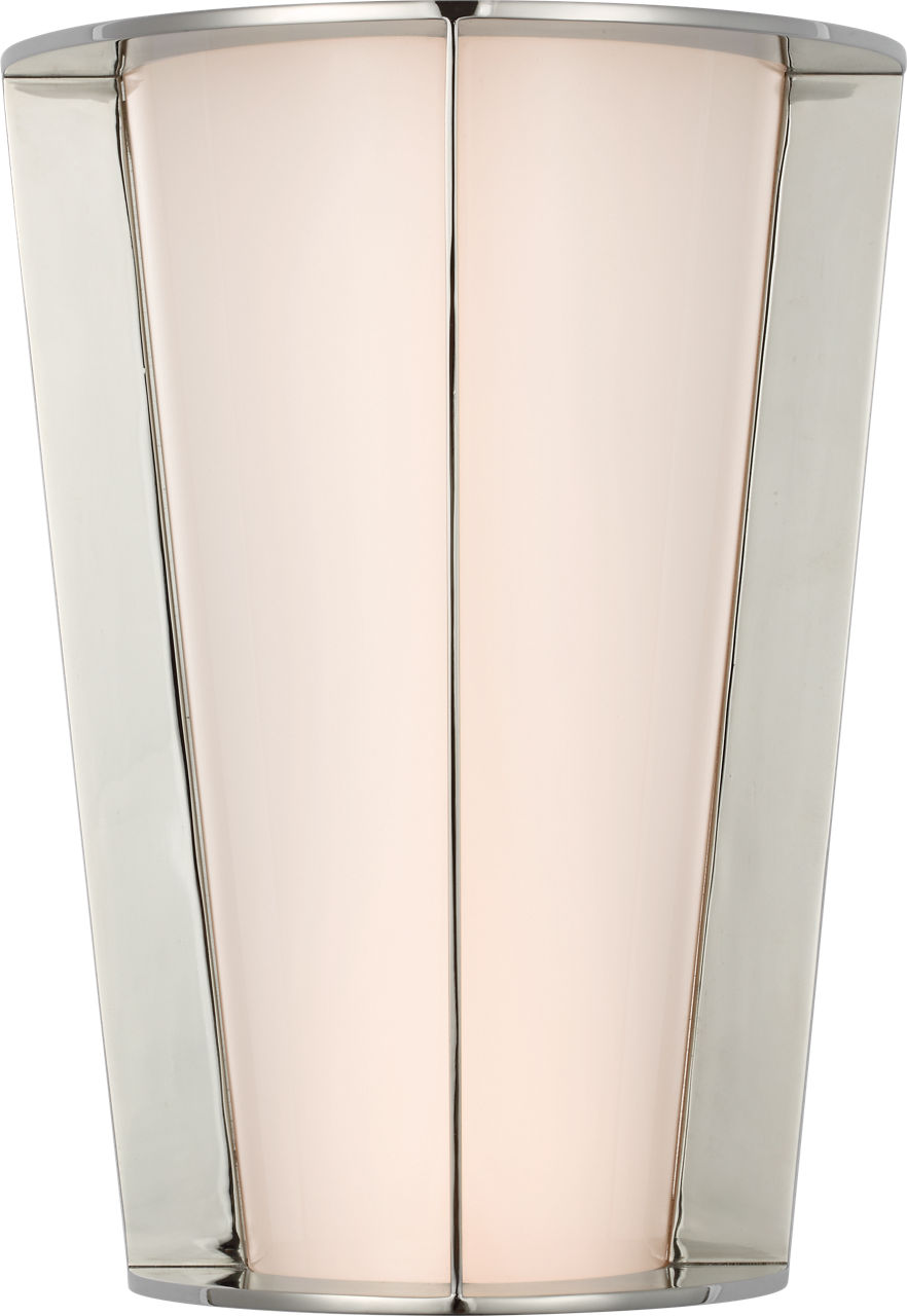 Phinn 12" Tapered Sconce | Polished Nickel | White Glass