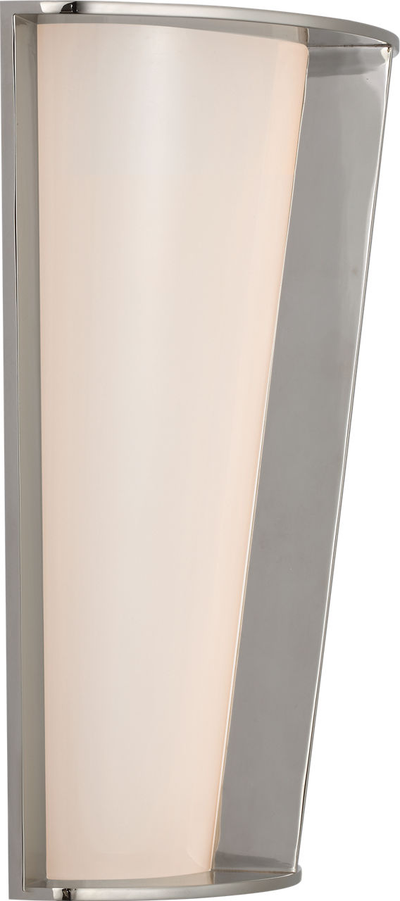 Phinn 12" Tapered Sconce | Polished Nickel | White Glass