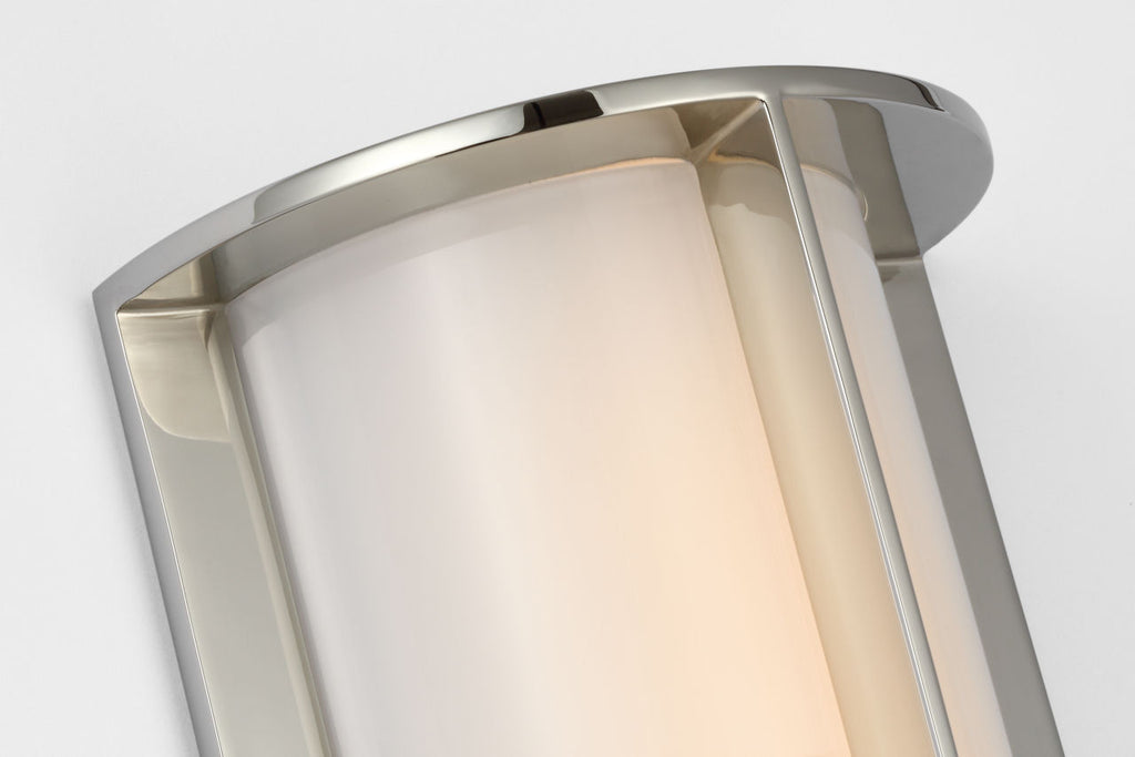 Phinn 18" Linear Bath Sconce | Polished Nickel | White Glass