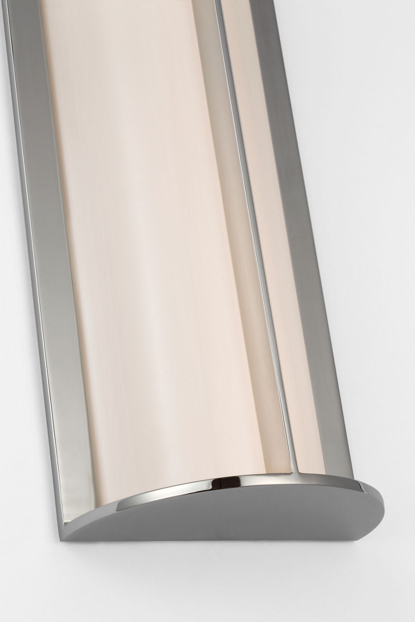 Phinn 18" Linear Bath Sconce | Polished Nickel | White Glass